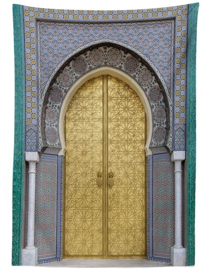 ABAKUHAUS tc_12314_140x240_de – Tafelkleed satijnmix – Geel/Teal blauw