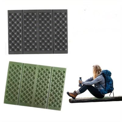 Draagbaar zitkussen - Opvouwbaar Zitmatje - kampeerkussen - Outdoor Zitkussenaterdicht Kunststof - voor Kamperen Wandelen - 27x38x0.8cm - 2stuks - Waterdicht en Comfortabel - Groen/ Zwart