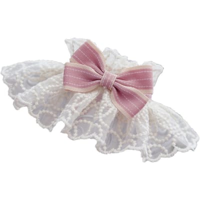 Kattenkanten strik sjaal lichtgewicht schattige prinsessenstijl bloemenkanten slabbetje met strik voor kittens puppy's teddy roze XS XS