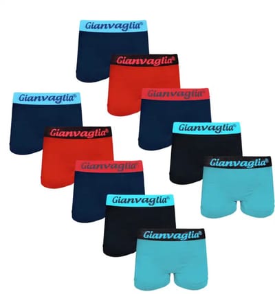 Gianvaglia 10-Pack jongens boxershorts - Blauw/Rood - Multipack jongens onderbroeken microfiber - 98