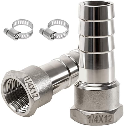 Dailygoods- Slangkoppeling Roestvrij Staal - 1/4" Binnendraad - Slangstuk - Slangkoppelingen - Duurzaam - Lekvrije Verbindingen - Slangfitting