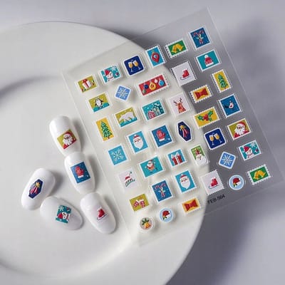 Frezarkowo - 3D Nagelstickers - Zelfklevend - Kerstmis - Postzegel