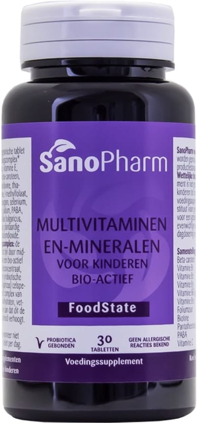 SanoPharm Kindermultivitaminen en mineralen foodstate 30 Tabletten