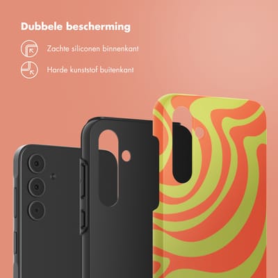 Selencia Hoesje - Geschikt voor Samsung Galaxy A55 (5G) - Backcover - Wavy Swirl Orange Fern