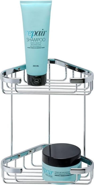 Geesa Basket Doucherek Hoek - Dubbel - 22 cm - Chroom