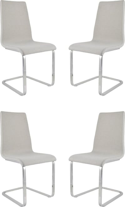Tommychairs Berlin - Eetkamerstoelen - Set van 4 - Chroom & Licht Grijs - Stof