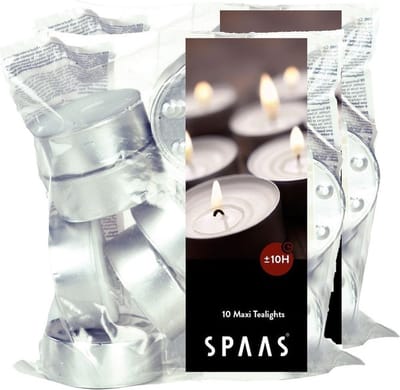 Spaas maxi waxinelichtjes - 20x stuks - Wit - theelichtjes - 10 branduren - geurloze kaarsen