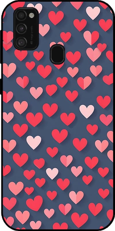 Smartphonica Telefoonhoesje Geschikt voor Samsung Galaxy M31 met Roze en Rode Hartjes Opdruk - TPU Backcover Case With Rosé and Red Heart Design geschikt voor Samsung Galaxy M31