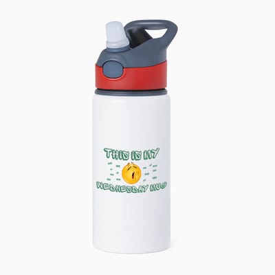 Hacebo® - This is my wednesday mug waterfles met rietje rood - iemand die houdt van koffie - kopje koffie - woensdag koffie - koffie liefhebbers - quote - verjaardagscadeau - cadeau - kado - gift - geschenk - water fles - 650ML