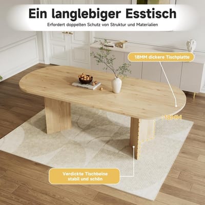 Ovale Eettafel - Moderne Tafel - Gezellig Dineren - Uittrekbaar en Ruimtebesparend - 160-200 cm - Houtlook
