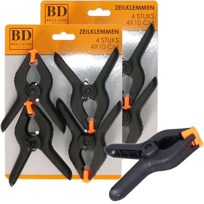 Bellatio design Zeilklemmen - 8x stuks - 10 x 4 cm - lijmklemmen - marktklemmen - veerklem