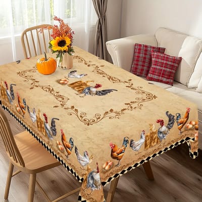 Retro Boerderij Haan Rechthoekige Tafelkleed voor Tafeldecoratie Vintage Keuken Eettafel Doek Cadeau Vakantie Picknick Feest Decoratie 90x140cm brown