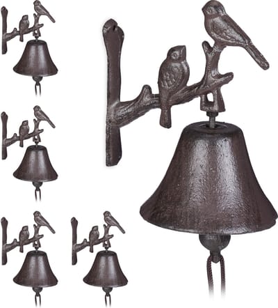 5x deurbel gietijzer vogel - tuinbel - wandbel - bel - vintage tuindecoratie