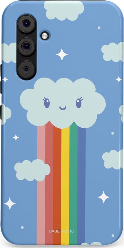 Casetastic Hoesje Geschikt voor Samsung A54 (5G) - Stijlvolle Beschermende Duo-layer Case - Regenboogwolkje