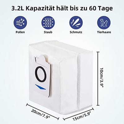 8 Stuks Stofzakken Accessoireset voor Robotstofzuigers - 3,2 L Capaciteit