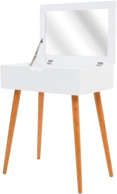 Kaptafel met spiegel - Make-up tafel - Cosmetica opbergen - Inklapbaar met vakken - 60 x 40 x 75 cm