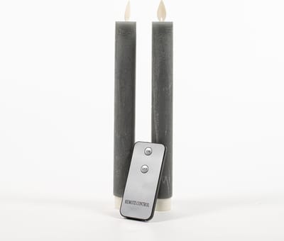 Anna's Collection LED dinerkaarsen - grijs - 2x st - 23 cm