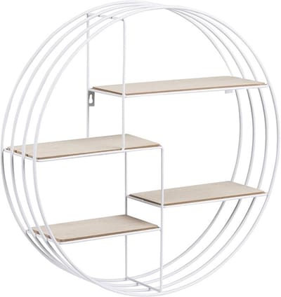 "GTB® Wandrek Rond - Wandrek Zwart Metaal - Wandrek Rond Metaal Zwart - Wit - 10cm x 45cm x 45cm "