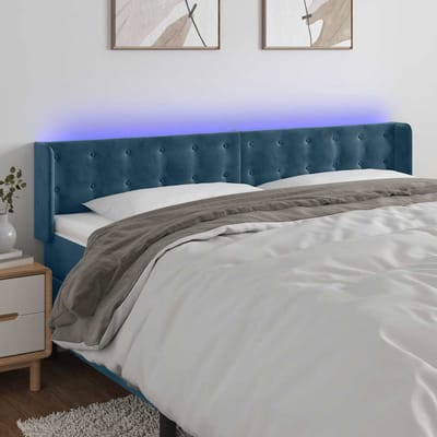vidaXL - Hoofdbord - LED - 203x16x78/88 - cm - fluweel - donkerblauw