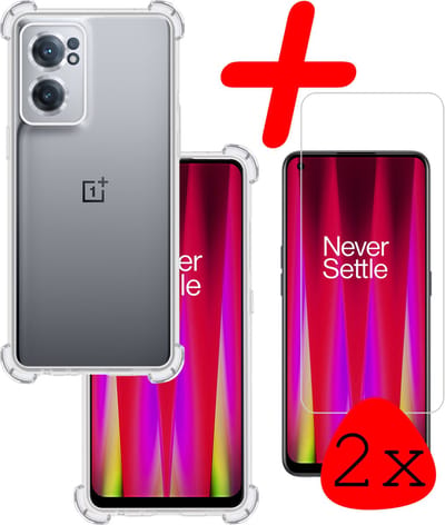 Hoesje Met Screenprotector - 2 Stuks - Geschikt voor OnePlus Nord CE 2 - Sterk & Shockproof - Siliconen Case - Back Cover - Telefoon Hoes - Shock Proof - Transparant