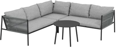 Luxe XXL Tuinset - 4-Delige Loungeset van Polyrattan - voor 6 personen - Tuinmeubelset - Hoekbank - Tuintafel - met Tafel, Zit- en Rugkussens - Ideaal voor tuin, balkon en terras - Hoeklounge - Zitgroep - Donkergrijs