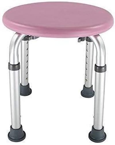 Badstoel Rond - Douchekruk Ouderen - Veilig Douchen - Opvouwbaar Aluminium Frame - Verstelbaar - Roze
