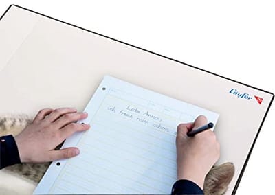 Antislip Bureauonderlegger voor Kinderen met Transparant Zijvak - 53 x 40 cm, Grijs