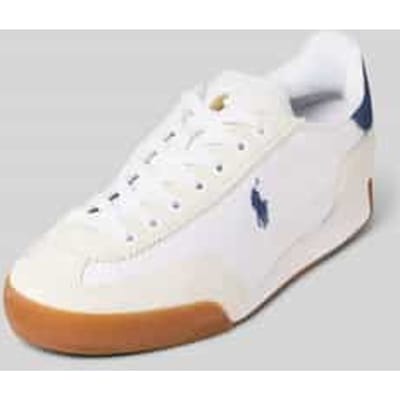 Sneakers van echt leer met gestikt logo