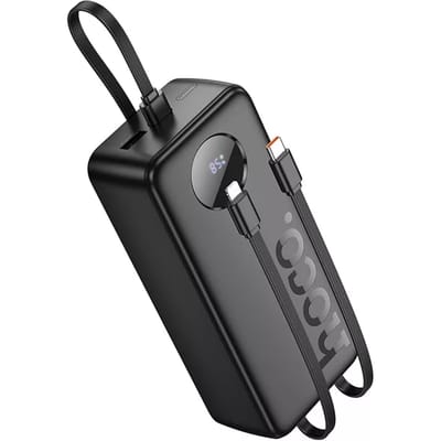Hoco J132 Supercharge Powerbank met 3 geïntegreerde kabels - Zwart - 30.000mAh