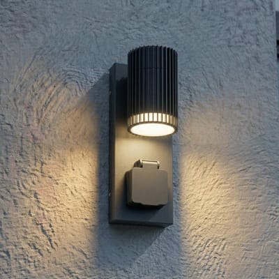 Lindby - Wandlamp buiten - 1licht - Aluminium, polycarbonaat - H: 22.8 cm - GU10 - zwart, wit