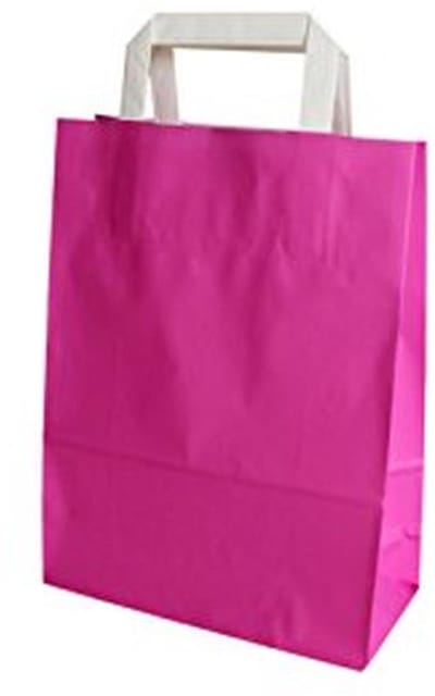 Roze Papieren Draagtassen met Plat Handvat - 50 Stuks (18 + 8 x 22 cm)