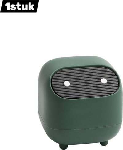 1stuk - Mini Prullenbak - Schattige Afvalbak voor Bureau en Badkamer - Compacte Prullenbak met Deksel - kleine afvalbak - Groene