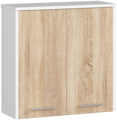 Hangende Badkamerkast FIN W60 met 2 Deuren / AKORD Furniture Factory / Wit – Sonoma Eik / 60 x 60 x 22,5 cm