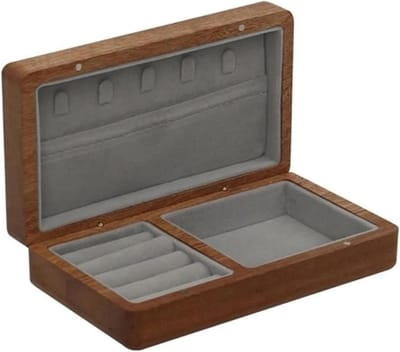 Sieraden Opbergdoos - Juwelendoosje Hout - Sieraden Organiseren - Zachte Voering - 1 Doos - Grijs