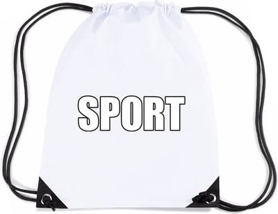 Nylon sport gymtasje/ sporttasje/ zwemtasje - wit - jongens en meisjes