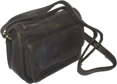 Oi groene vintage lederen schoudertas Jasmijn / damestas met vak voor telefoon in vintage leer / damestas ook cross te dragen / groen leer / 554Green NR