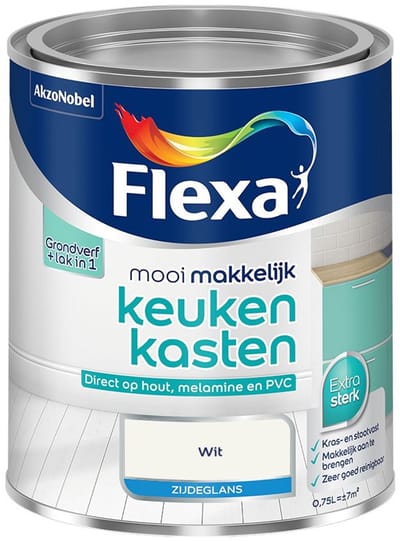 Flexa - Mooi Makkelijk Keukenkasten Zijdeglans - Wit - Mengverf - 750 Ml