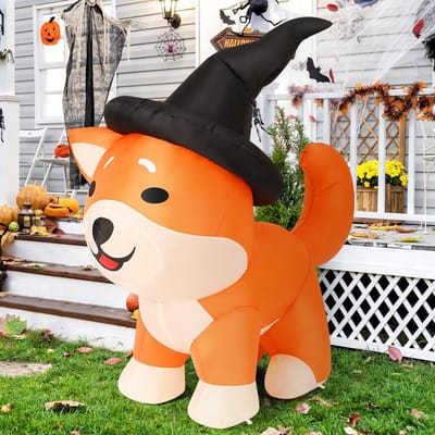 Halloween Opblaasbare Hond van 120cm met LED Verlichting voor Tuin en Binnen
