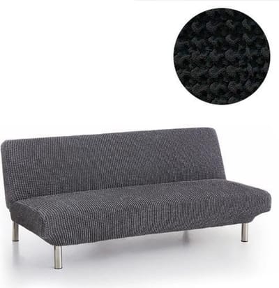 Belmarti® Bankhoes Milos Click Clack slaapbank 160cm tot 210cm breed - Zwart - Premium elastische stof - Ademend en antistatisch - voor ultiem zit- en slaapcomfort