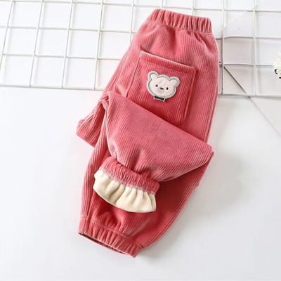 Kinderen Warme Broeken Herfst Winter Meisjes Dikke Broeken Baby Jongens Schattige Beer Print Kinderen Casual Harem Broeken 80cm rood