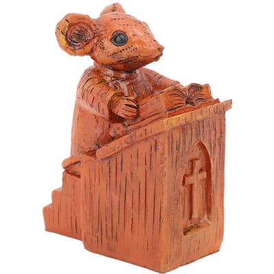 Statue Souris d'Église Facile à Nettoyer Résine Marron Sculpture Souris d'Église en Résine pour la Maison brown