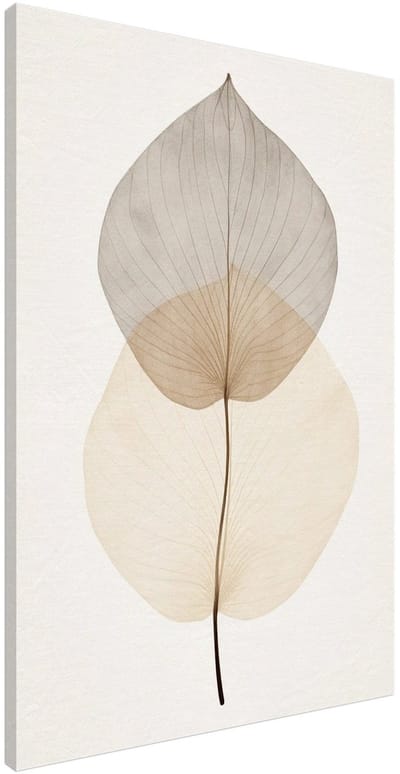 Canvas Schilderij - Japandi - Leaf 75x100 cm - Bloemen en Planten Wanddecoratie Woonkamer & Slaapkamer