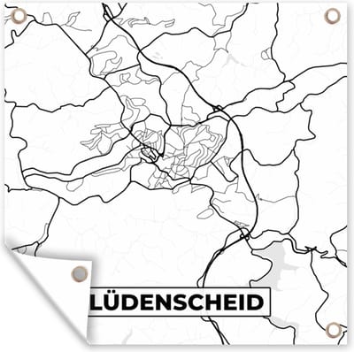 Tuin poster Lüdenscheid - Plattegrond - Kaart - Stadskaart - 200x200 cm - Tuindoek