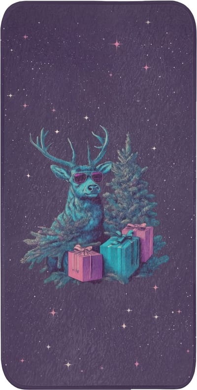 WC mat 60x120 cm - Antislip - Rendier - Zonnebril - Neon - Kerstboom - Toiletmat - Vloermat - Douchemat - Toilet tapijt - Toiletmatten