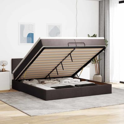 vidaXL - Ottoman - bed - met - matras - 200x200 - cm - stof - donkerbruin