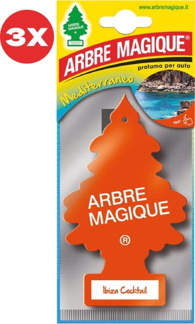 3 stuks Vakantiegeur Arbre Magique Geurboom luchtverfrisser voor in de auto Ibiza Cocktail – Car Parfum – Geurboompje – Geurbooster – Wonderboom – Geurverfrisser – Nieuwe Auto – Autogeur – Autoparfum – Geurblad