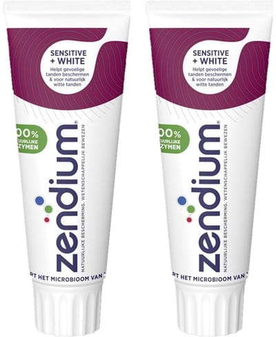 Zendium Tandpasta - Sensitive+White - met 100% natuurlijke enzymen - 2 x 75 ml
