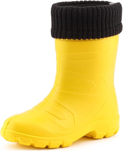 Ladeheid Kinder Regenlaarzen - Rubber - met Binnenschoen - EVA - Wasbare Binnenschoen - LA-LMG-845-AspenKids - Geel1/Zwart - 25