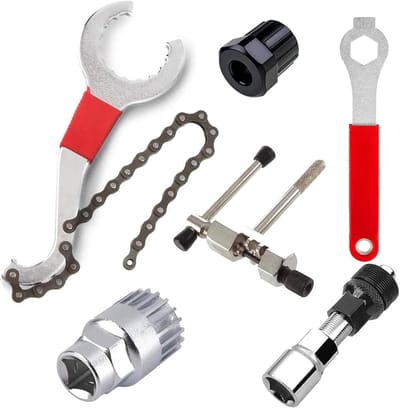 Ynkkvre - Fietsgereedschapset - Kettingsnijder - 6-Delig Onderhoudsset Voor Cranktrekker En Trapas-Remover - 6 Stuks - Thuisgebruik + Zwart