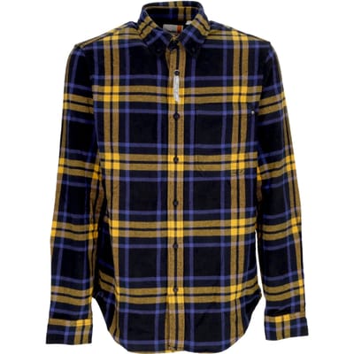 Heren shirt met lange mouwen L/s zwaar flanellen geruit overhemd zwart